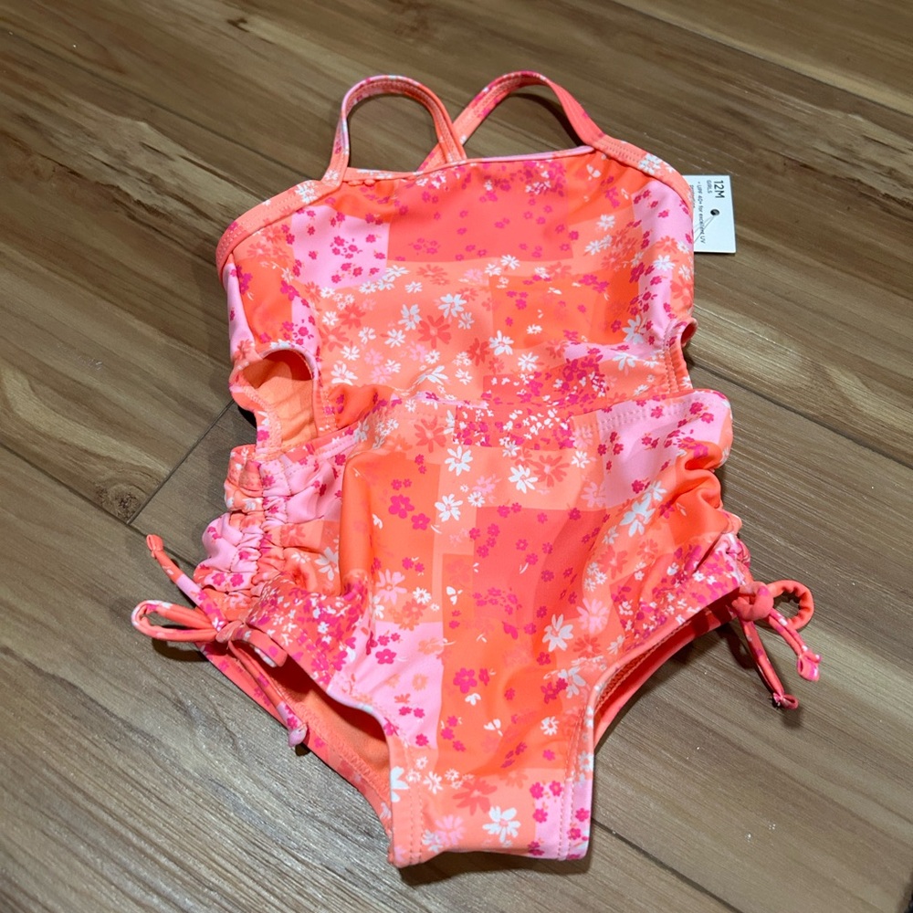 Jumping Beans NWT 12M Floral Orange Kids Swimwear